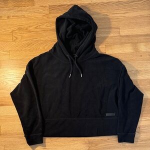 ✅ CALVIN KLEIN Performance Stretch Cropped Hoodie Hooded Fleece Sweatshirt Black